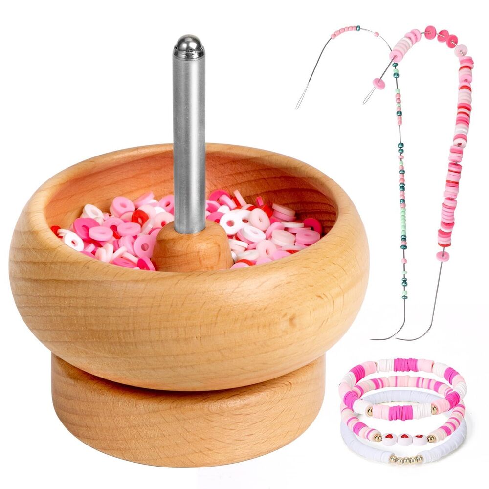 8951 Bead Spinner for Jewelry Making, Effortless Rotating Wooden Clay Bead